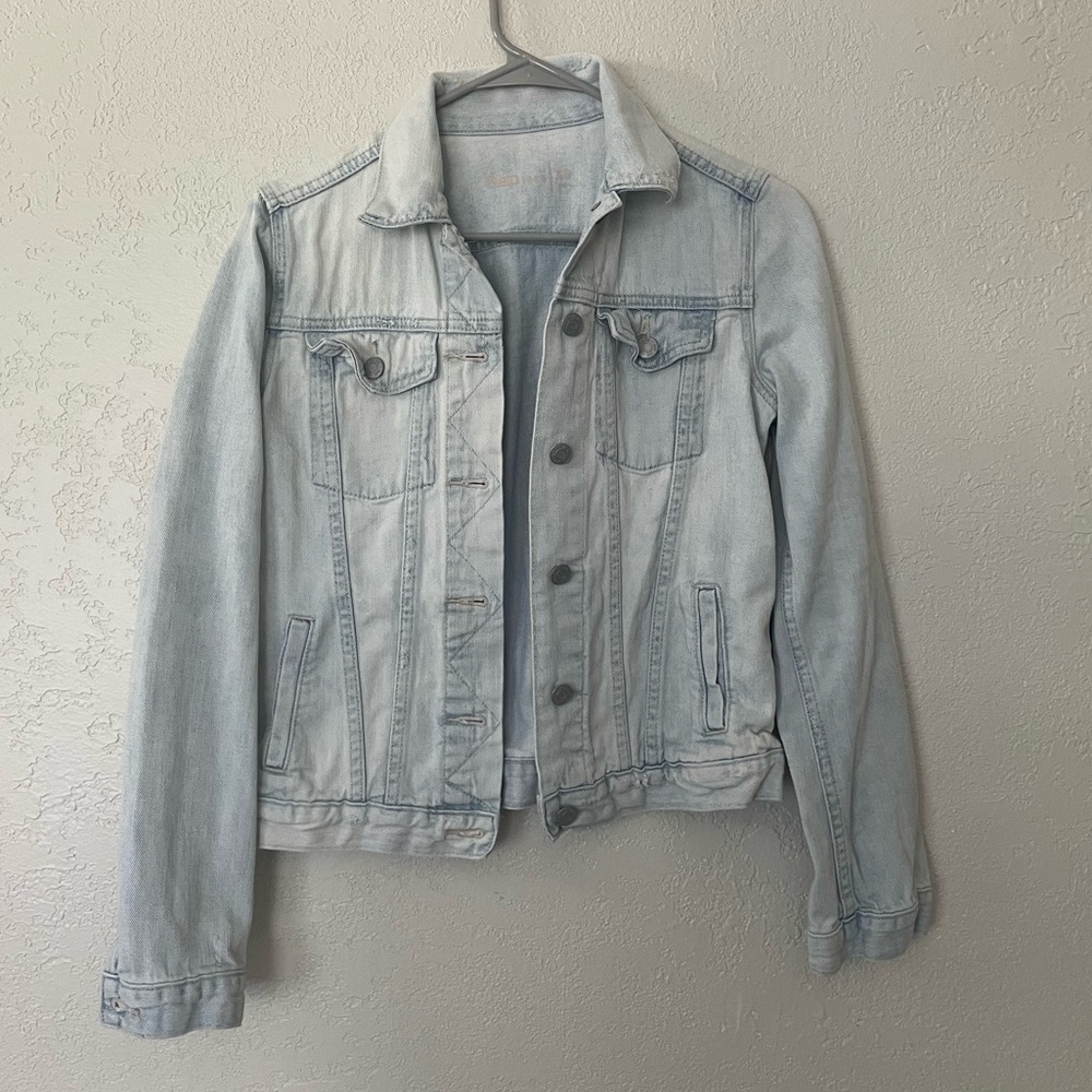 Gap distressed light wash denim jacket